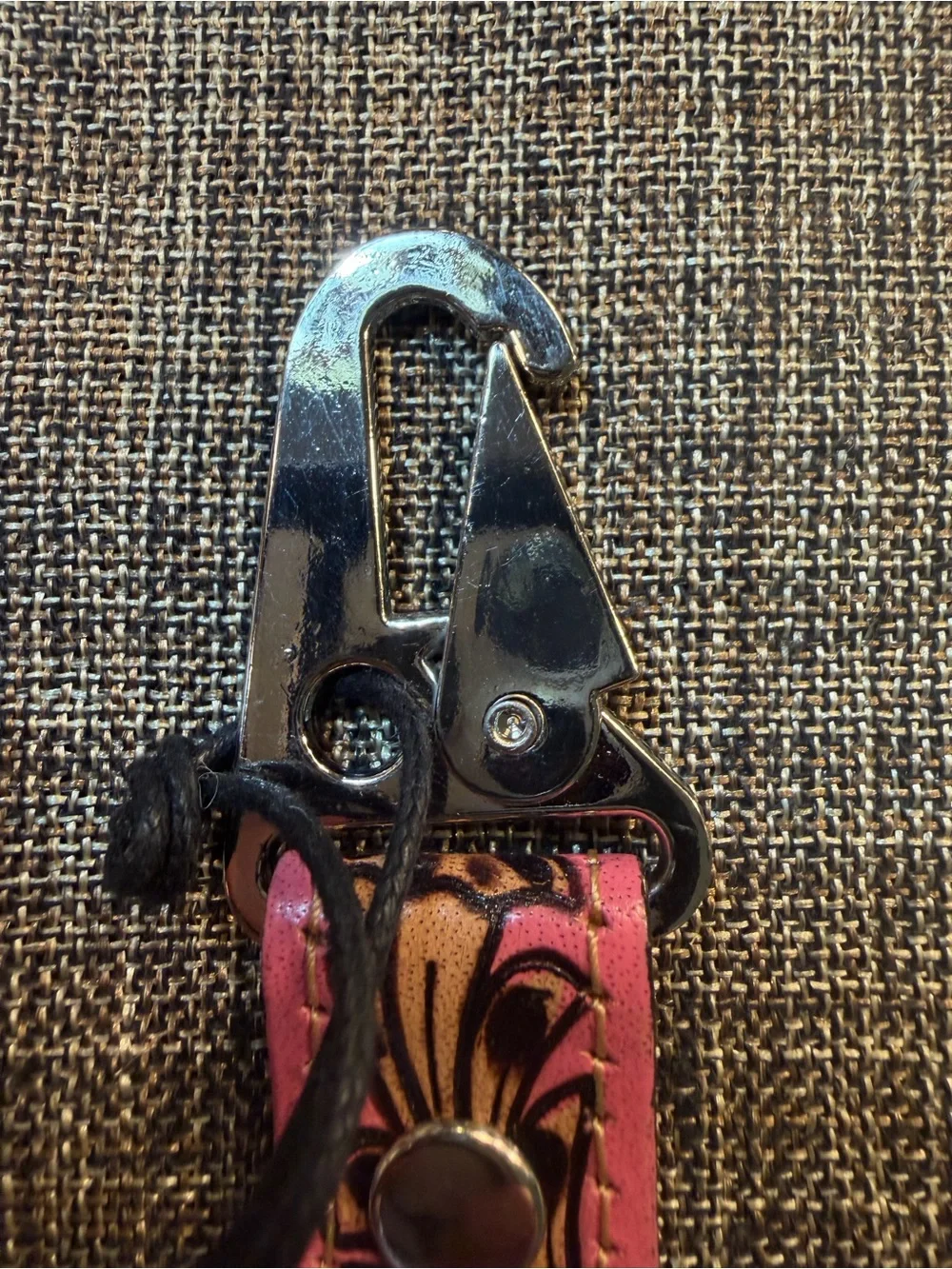 Myra Bag S-9632 Key Fob 7/8” x 1” Leather Hand Tooled Pink Skies Key Fob